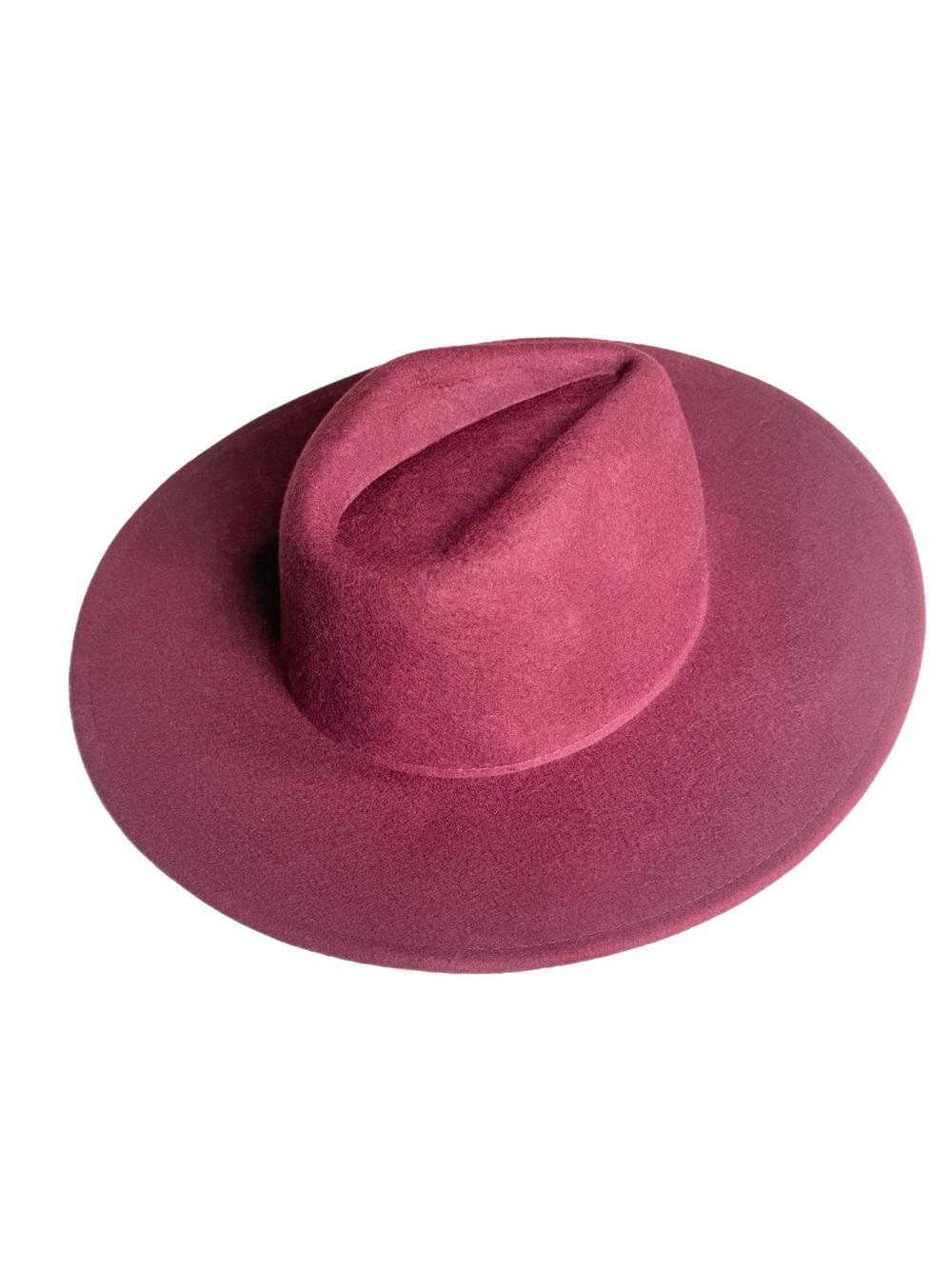 Burgundy Wool Wide‑Brim Hat – Boutique Style Fedora